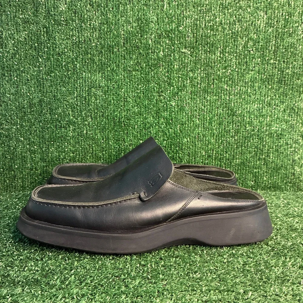 Skechers Bol Leather Platform Square Toe Y2K Gorpcore Mules Clogs Black Mens 11